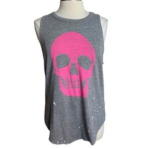 Chaser Gray Tank Top with Pink Skull